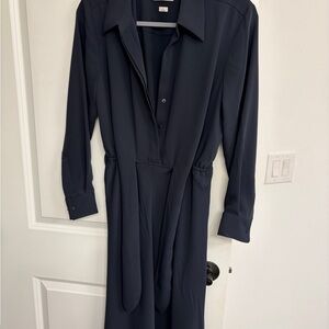 Aritzia Navy Shirt Dress with Waist Tie